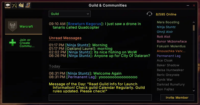 Guild panel