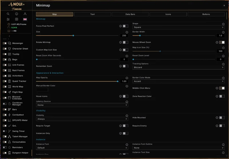 Appearance settings