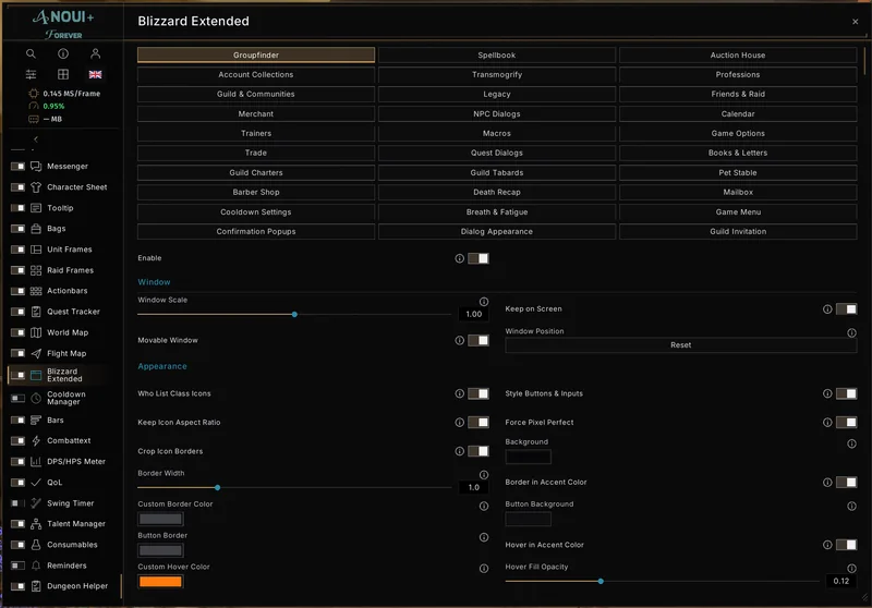 Profile settings