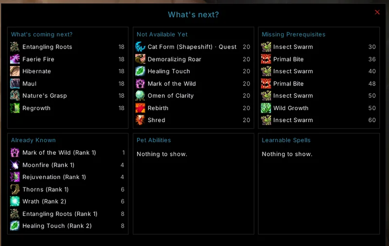 Training and quests
