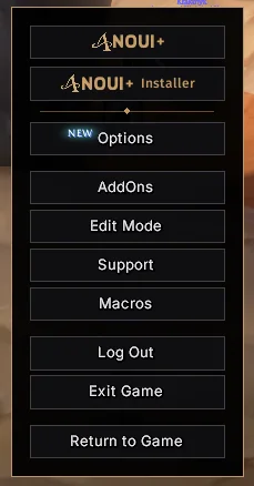Game menu